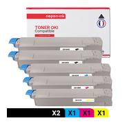 5 Toner pour OKI 44059108 Black x2 + Cyan + Magenta + Jaune 8000 Pages avec OKI C 810 CDTN OKI C 810 DN OKI C 810 N OKI C 830 CDTN OKI C 830 DN OKI C 830 DTN OKI C 830 N OKI C 830 Series