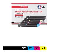 5 Toner pour XEROX 006R01457 Black x2 + Cyan + Magenta + Jaune BK:22000 CMY:15000 Pages avec Xerox WC 7120 7125 7220 7220 i 7225 7225 i - WorkCentre 7120 7120 S 7120 Series 7125 7125 T 7220 7220 i 722