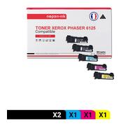 5 Toner pour XEROX 106R01334 Black x2 + Cyan + Magenta + Jaune 2000 Pages avec Xerox Paser 6125 Xerox Paser 6125N