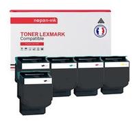 5 Toners - 802HK (x2) + 802HC + 802HM + 802HY (Noir x2 + Bleu + Magenta + Jaune) - Compatible pour LEXMARK