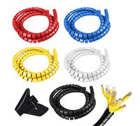 5 tuyaux métalliques, 1 clip de gestion de câbles, protection de câbles, protection de câble pour animaux de compagnie, organisateur de câbles, enrouleur de câble en spirale, protection murale pour
