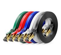 5 x 1 m Flat Copper Gigabit CAT8 Ethernet LAN Cable (40 Gbps)-Long Thin Flat Cable for Installation and Connection-RJ45 Connector Compatible CAT6/CAT7/CAT8-Colourful