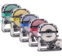 5 x 12 mm Compatible Ribbon Replacement for LC-4WBN9 LC-4LBP9 LC-4RBP9 LC-4YBW9 LC-4GBP9 for LabelWorks LW-300 LW-400 LW-500 LW-600P LW-700 LW-1000P King Jim Label Maker TepraPro SR. 220 cm