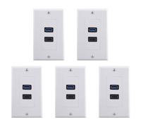 5 x 2 + USB 3.0 Femelle Visage de Mur Panneau de Plaque Sortie Prise Extenseur Blanc