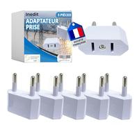 5 x Adaptateur Prise USA vers France - Adaptateur Prise US vers EU - Très Utile pour Voyager - Prises Type A vers Type C/EF 2 Broches Européenne pour Voyage - Adaptateur Facile A Transporter (Blanc)