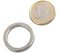 5 x Aimant Anneau magnétique Ø 27/21 x 3 mm Néodyme N40, Níquel - Force d'adhérence: 2 kg - 5 pièces - Aimants puissants en Néodyme (NdFeB)