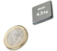 5 x Aimant rectangulaire Bloc magnétique 20 x 20 x 3 mm Néodyme N45 (NdFeB) Nickelé - Force 4,3 kg - Parallélépipède magnétique - 5 pièces - Aimants super puissants pour l'industrie et la maison