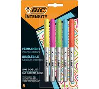 5 X BIC Intensité Fin Pointe Marqueur Permanent Smudge-Free Épais Couleurs