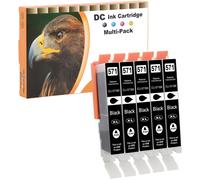 5 x Black Ink Cartridges Compatible with Canon Pixma CLI-571BK XL for Canon PIXMA MG5750 MG5751 MG5752 MG5753 MG6850 MG6852 MG7750 MG7751 TS5050 TS5051 TS5053 TS5055 TS6055 22 TS6 051 TS6052