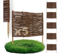 5 x BOGATECO Bordure de parterre en saule | 60 cm de long & 40 cm de haut | Clôture en bois Bordure de pelouse | Clôture en saule à emboîter