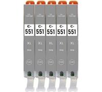 5 x cartouches compatibles avec Canon CLI-551 Grey XL pour Pixma IP 8700 Series, IP 8750, MG 6300 Series, MG 6350, MG 7100 Series, MG 7150, MG 7500 Series, MG 7550
