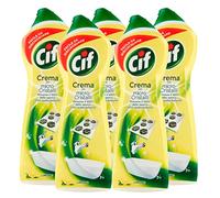 5 x Cif Nettoyant en crème multi-surfaces avec micro-cristaux au parfum de citron 100 % propre brillant - 5 flacons de 750 ml