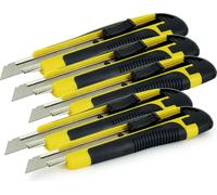 5 x Cutter avec lame trapèze de 18 mm - Ensemble économique pour bricoleurs et professionnels
