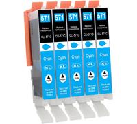 5 X Cyan Ink Cartridges Compatible With Canon Pixma Cli-571C Xl For Canon Pixma Mg5750 Mg5751 Mg5752 Mg5753 Mg6850 Mg6852 Mg7750 Mg7751 Ts5050 Ts5051 Ts5053 Ts5055 Ts6055 22 Ts6 051 Ts6052