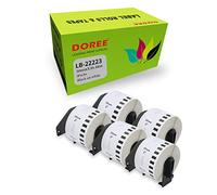 5 x DOREE DK-22223 d’étiquettes continues, compatibles avec Brother DK-22223, 50 mm × 30,48 m, Pour imprimantes d’étiquettes Brother QL-500,QL-550,QL-570,QL-700,QL-800