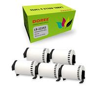 5 x Doree DK-22243 d'étiquettes Continues, Compatibles avec Brother DK-22243,102 mm × 30,48 m,Blanc sur noir, Pour imprimantes d'étiquettes Brother QL-500,QL-550,QL-570,QL-700,QL-800