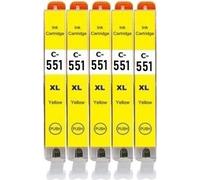 5 x Druckerpatrone compatible avec Canon CLI-551 Yellow XL pour Pixma IP7250, IP8750, IX6850, MG5450, MG5550, MG5650, MG5655, MG6350, MG6450, MG6650, MG7150, MG7550, MX725, MX925