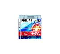 Philips DVD+RW High-Speed réinscriptible 4,7 Go / 120 min Vitesse 1-4x Boîtier Jewel 5 pièces