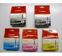 5 x emballage d'origine Canon PGI-5 CLI-8 BK C M Y non ouvert, comme sur la p...