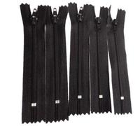 5 x Fermeture Eclair fine spirale polyester non séparable 10 cm Coloris Noir