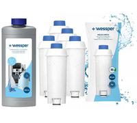 5 x filtres à eau et détartrant de 500 ml pour Delonghi, remplacement de...