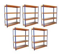 5 x Garage métal rayonnage unités Heavy Duty rayonnage 1,5 m large S-RAX 4Tier de stockage Bleu G