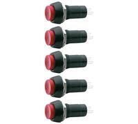 5 x interrupteur à bouton diamètre 18 mm, fonction ON-OFF, bouton rouge, unipolaire, 2 positions, rond, trou 12 mm, fixation à vis, par panneau, portée 12 V 220 V 230 V 1 A, contacts à souder, clic