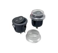 5 x KCD1-2 Round Black 2 Pin SPST ON-OFF Rocker Boat Switch 12V Snap + Coat