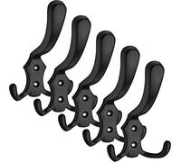5 x Patères LENA 123 x 79 x 75 mm Entraxe 20 mm Noir Porte-manteau mural Crochet de SO-TECH