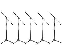 5 x Pronomic MS-116 Pieds De Micro Avec Perche (pied trépied stable avec perche, hauteur réglable, incl. filetage réducteur et pinces câble, noir)