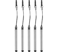 5 x Retractable Metal Stylus Pens for Phones, Mini Capacitive Stylus Pens for All Touch Screen Devices, Silver
