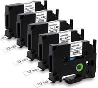 5 x Tape Compatible with P-Touch Label Maker TZ TZe-231 12 mm x 8 m Tape for Ptouch PT-H105 H101C/GB H100LB H100R GL200 1000 1005 D200 D00 E100 E1100 ,Black on White