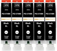 5 XL Cartouches Compatible avec Canon PGI 570 PGBK Noir pour Pixma MG5700 MG5750 MG5751 MG6800 MG6850 MG7750 TS5000 TS5050 TS5055 TS6050 TS8050 TS9050 TS9055