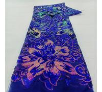 5 yards de tissu en dentelle de sequins nigérian de haute qualité, élégante dentelle de maille française bleue avec des sequins, convient pour les fêtes, les robes de mariée, une variété de couleurs :