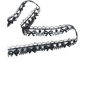 5 Yards White Black Water Soluble Lace Exquisite Embroidered Bow Ribbons Collar Trim Curtains Dress DIY Sewing Supplies 1.5cm(Black)