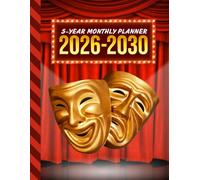 5-Year Monthly Planner 2026-2030: Dated Large / 60 Month Agenda / With Notes Pages - To Do List / Gold Tragedy Comedy Theater Masks on Red