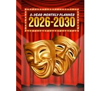 5-Year Monthly Planner 2026-2030: Hardcover / Dated Large / 60 Month Agenda / With Notes Pages - To Do List / Gold Tragedy Comedy Theater Masks on Red