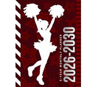 5-Year Monthly Planner 2026-2030: Hardcover / Dated Large / 60 Month Agenda / With Notes Pages - To Do List / Maroon Burgundy White Cheer Gift for Cheerleader - Team - Captain - Coach