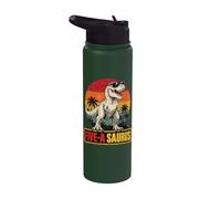 5 Year Old Dinosaur Birthday 5th T Rex Dino Five Saurus Kids Stainless Steel Insulated Water Bottle