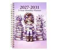 5 Year Planner, Reading Theme Notebook with Calendar, A5 2027-2031 Agenda | 5 Year Planner, Reading Theme Notebook, Calendar Layout, Helps Organize Appointments, Perfect for Teacher Student College Off