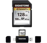 [5 Years Free Data Recovery] GIGASTONE 128GB SD Card with USB Type C Card Reader, 4K Camera Pro, A1 V30 U3 SDXC 4K UHD Video for Canon Nikon Sony Kodak Panasonic with 1 Mini Case