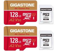 [5 Years Free Data Recovery] Memory Card 128GB 2 Pack 4K Game Pro, Compatible with GoPro Switch 1, Speed 100MB/s. A2 U3 V30 Micro SDXC Card with SD Adapter.