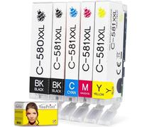 5 YouPrint Lot de Cartouches d'encre compatibles pour Canon PGI-580 XXL CLI-581 XXL avec Puce Compatible avec Canon Pixma TS705 TS6350 TS8350