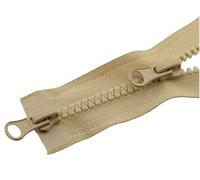 5# Zips 2 Pcs 80/90/100/120/150cm Double Silders Zipper Open-End Auto Lock Two-Way Open Zip for Jacket DIY Sew(Beige,100cm)