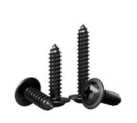 50/100/200/500 pièces M1.2 .4 .7 M2M2.3 M2.6 M3 .5 M4 M5 croix noire en fer avec coussin vis taraudeuse à tête ronde cylindrique queue pointue(18mm,M3 (200PCS))