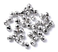 50 100 200 Pcs Perles Rondes À Facettes 4 5 6 8 10 mm Perle D'espacement Lâche pour La Fabrication De Bijoux DIY Bracelet Fournitures-Argent, 4mm-200pcs
