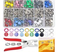 50/100/200 pièces Boutons pression colorés pleins et creux, kit d'outils de boutons pression en acier inoxydable, convient pour l'artisanat, la couture, le fait main, les vêtements, les pantalons, les