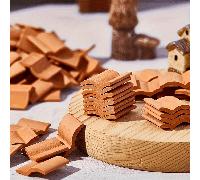 50/100/200 pièces Kit de construction de modèle de tuile de toit rouge mini, matériau d'argile, accessoire de sculpture de micro-carrelage de paysage, décoration de jardin de modèle d'imitation de car