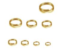 50/100 pcs/lot 5-15 mm en acier inoxydable ouvert double anneaux de saut pour bricolage clé double anneaux fendus connecteurs pour la fabrication de bijoux-doré en acier inoxydable, 1,0 x 15 mm