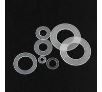 50/100 pièces 0.3/0.5/0.8mm noir/blanc en plastique nylon rondelle ultra fine anneau plat joint rondelle M2 M2.5 M3 M4 M5 M6 M8 M10-M8x16x0.5-200pcs-blanc
